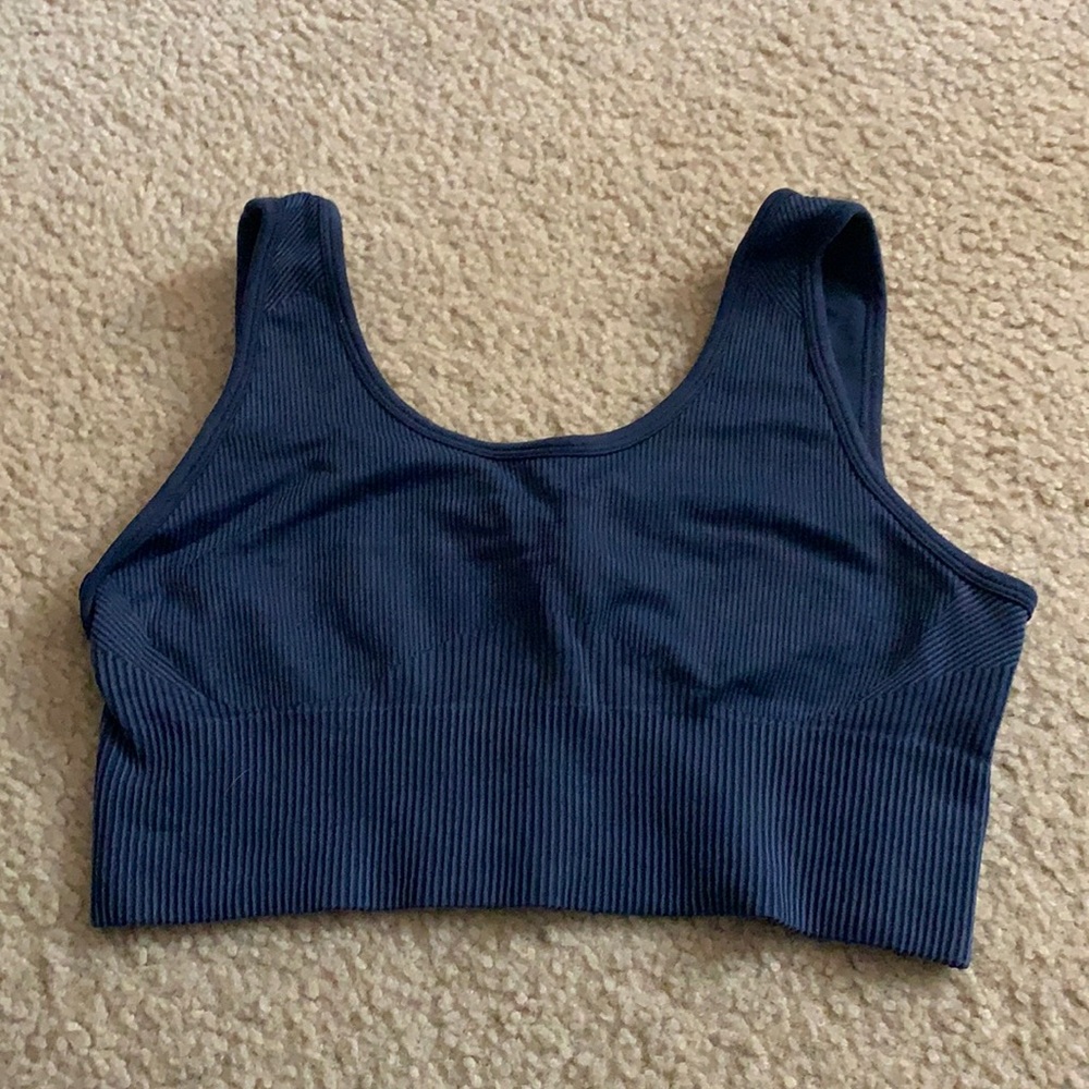 JoyLab Navy Blue Ribbed Sports Bra